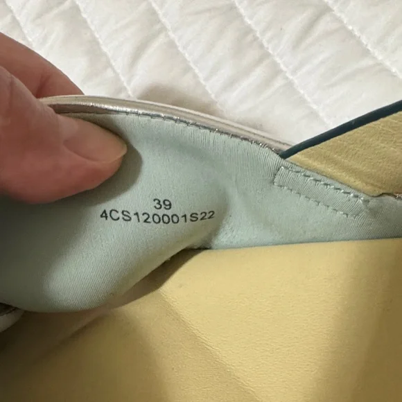 4CCCCEES Elegant Metallic Sandals with Pink Accents/used but good condition - Picture 5 of 10